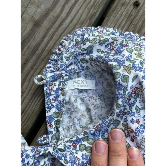Next Kids Floral Ruffle Neck Long Sleeve Top Girls Cottagecore Blouse - Picture 2 of 5